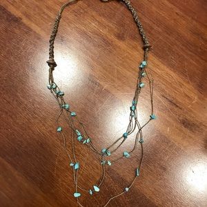 GORGEOUS AND UNIQUE hay+turquoise necklace